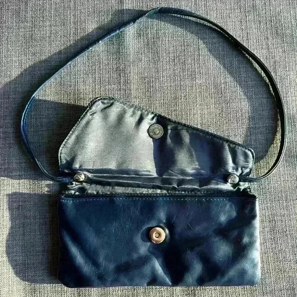 Vintage Y2K Inspired Party Stylish Navy Blue Faux Leather Shoulder Bag Purse - Picture 4 of 16